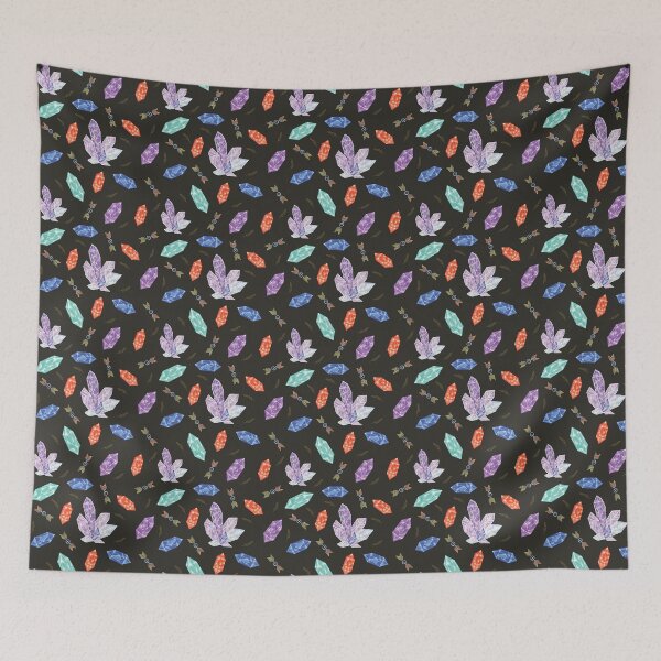 Item preview, Colorful Diamonds and Feathers in Black Pattern designed and sold by Missing In Art.