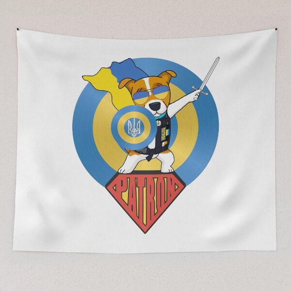 Item preview, Ukrainian Captain Patron Dog Superhero Cape Shield Sword designed and sold by Aide.