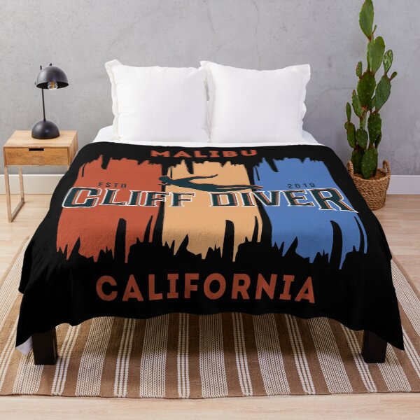 Item preview, Cliff Diving - A design featuring a cliff diver and color bars and the slogan Malibu Cliff Diver California designed and sold by velisani.