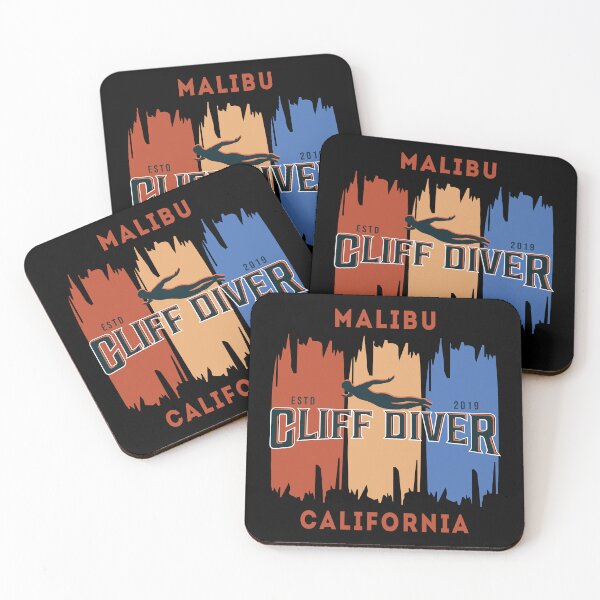 Item preview, Cliff Diving - A design featuring a cliff diver and color bars and the slogan Malibu Cliff Diver California designed and sold by velisani.