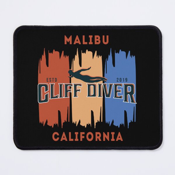 Item preview, Cliff Diving - A design featuring a cliff diver and color bars and the slogan Malibu Cliff Diver California designed and sold by velisani.