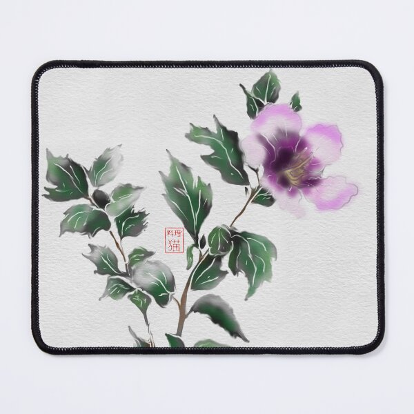 Item preview, Purple watercolor and sumie ink hibiscus on textured paper designed and sold by CuisineCat.