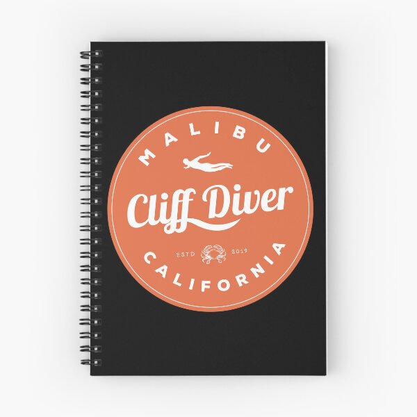 Item preview, Cliff Diving - A design featuring a cliff diver and an orange circle with the slogan Malibu Cliff Diver California designed and sold by velisani.