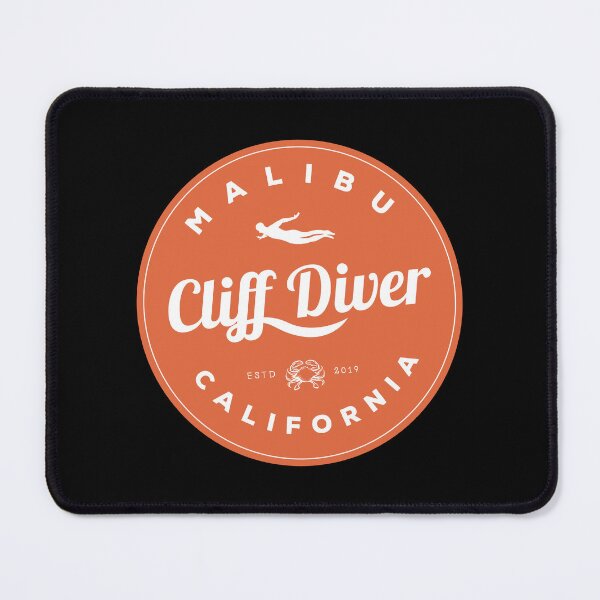 Item preview, Cliff Diving - A design featuring a cliff diver and an orange circle with the slogan Malibu Cliff Diver California designed and sold by velisani.