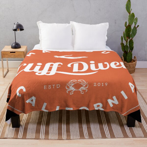 Item preview, Cliff Diving - A design featuring a cliff diver and an orange circle with the slogan Malibu Cliff Diver California designed and sold by velisani.