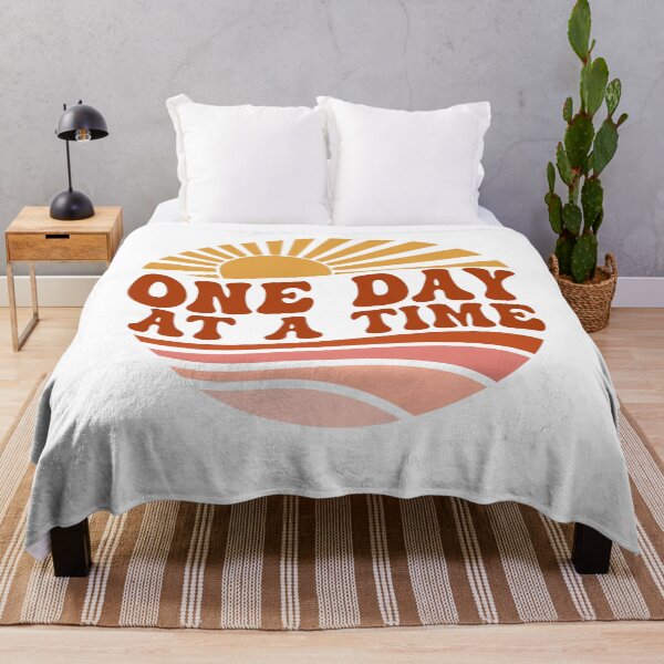 Item preview, One Day at a Time Retro Sunrise Positivity Mental Health Quotes Positive Vibes designed and sold by renewedmind.