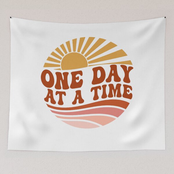 Item preview, One Day at a Time Retro Sunrise Positivity Mental Health Quotes Positive Vibes designed and sold by renewedmind.