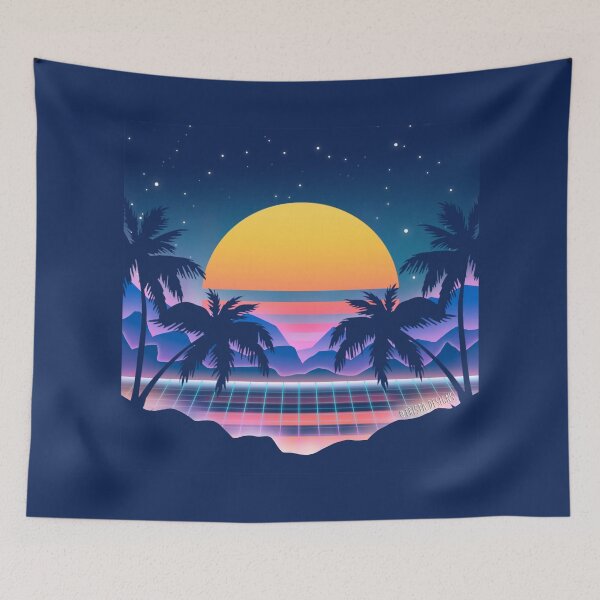 Item preview, Neon sunset - Cyberpunk vibe - Gradient sunset - Tropical - Palm trees  designed and sold by Trista Designs.