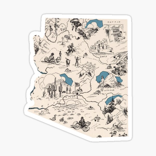 Vista previa del artículo con la obra «Mapa de la imagen vintage de Arizona», diseñado y vendido por surgedesigns.