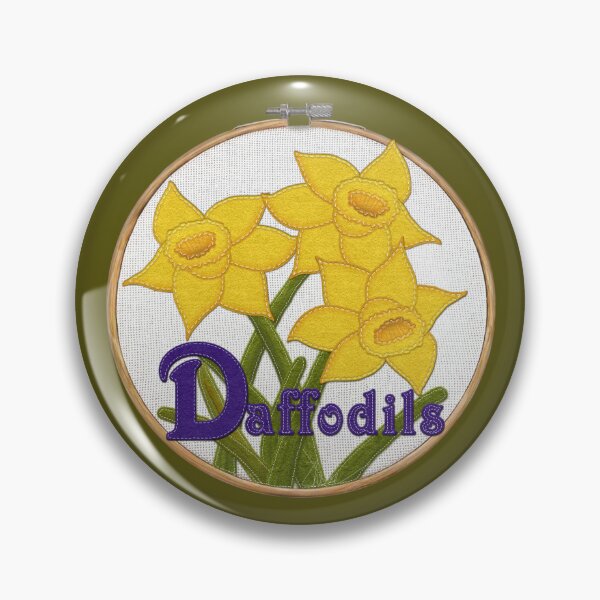 Item preview, Daffodils Felt Look on Embroidery Hoop | Cherie's Art(c)2022 designed and sold by CheriesArt.