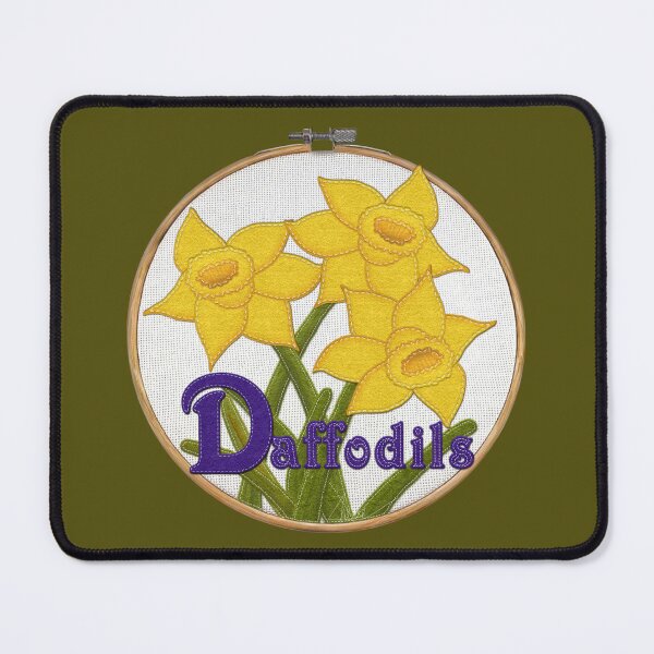 Item preview, Daffodils Felt Look on Embroidery Hoop | Cherie's Art(c)2022 designed and sold by CheriesArt.
