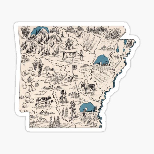 Vista previa del artículo con la obra «Mapa de la imagen vintage Arkansas», diseñado y vendido por surgedesigns.