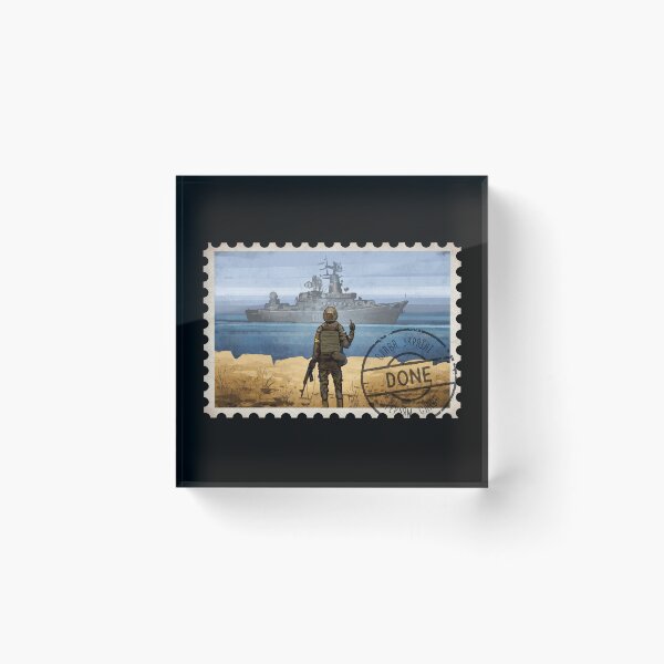 Item preview, Support Ukraine Postage Stamp Russian War Ship designed and sold by MintaApparel.