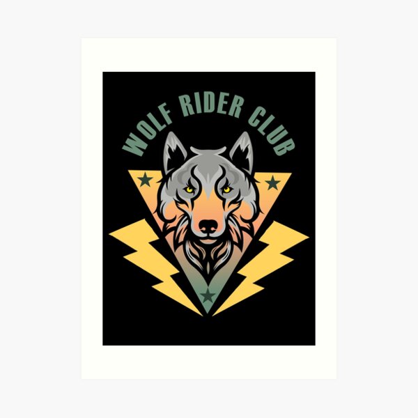"WOLF RIDER CLUB wolf head design " Art Print for Sale by PINKISHRETROS
