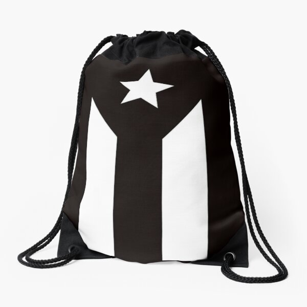 Puerto Rican Black Flag Drawstring Bag