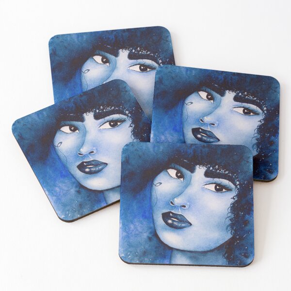 Item preview, Blue woman in traditional watercolour designed and sold by Chantellearts.