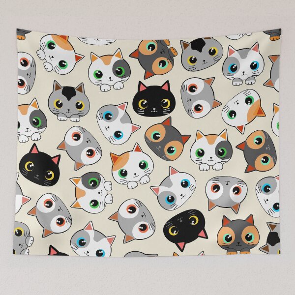 Item preview, Kitty Cats Kawaii Cute Characters Childhood Pattern designed and sold by BluedarkArt.