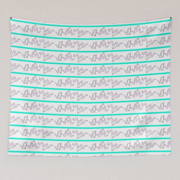 Item preview, Rayas horizontales blancas y cian | patrón abstracto dibujado a mano designed and sold by lausn.