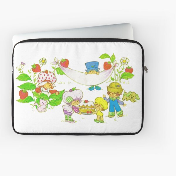"Picnic With Strawberry & Friends" Vintage, Card, Inspired, Retro, Strawberry, Shortcake, SSC, Apple Dumplin, Huckleberry Pie, Raspberry Tart, Blueberry Muffin, Custard, Pupcake, Strawberries Laptop Sleeve