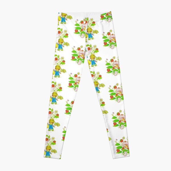 "Picnic With Strawberry & Friends" Vintage, Card, Inspired, Retro, Strawberry, Shortcake, SSC, Apple Dumplin, Huckleberry Pie, Raspberry Tart, Blueberry Muffin, Custard, Pupcake, Strawberries Leggings