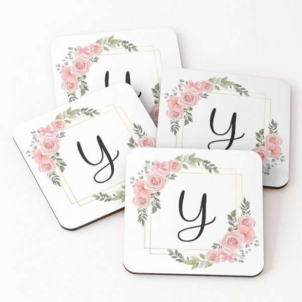 Item preview, Monogram Letter Y | Pink Floral Design with Gold Edges designed and sold by JustSeasons.