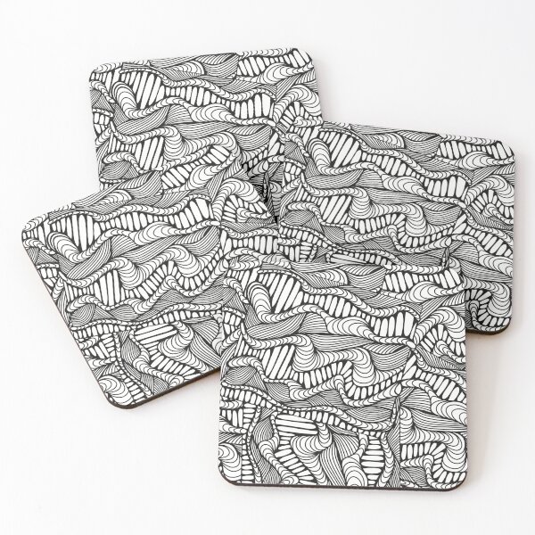 Item preview, Black and White Zentangle Wavy Doodle Design designed and sold by cherdoodles.