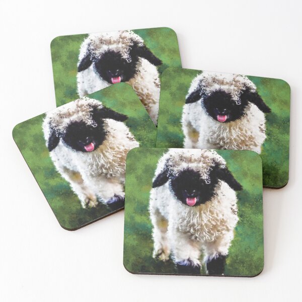 Item preview, Swiss Valais Blacknose Sheep, Black Faced Sheep, Cute Baby Farm Animal, Walliser Schwarznasenschaf, Cute Fluffy Sheep designed and sold by Paintcorner.