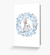 Rabbit and floral wreath Greeting Card