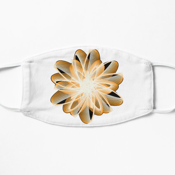 Abstract Flower in Orange and Black on White Flat Mask