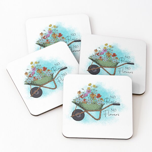 Item preview, Cute Wild flowers, Gift for her, No Rain No Flowers Spring quote designed and sold by Lumia Creations.