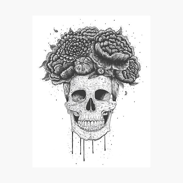 Item preview, Skull with flowers designed and sold by Valeriya Korenkova Kodamorkovkart.