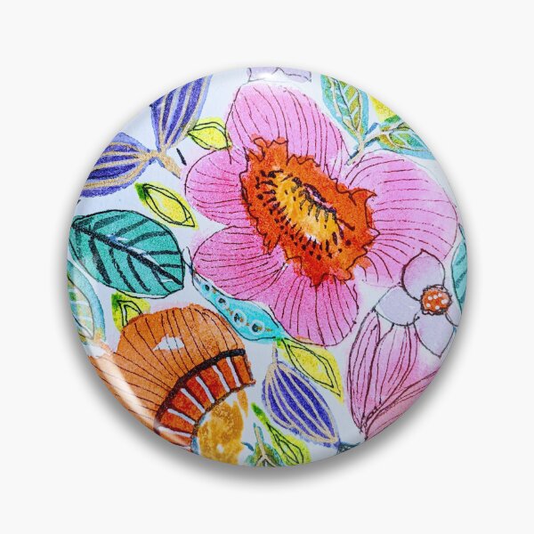 Item preview, Summer Flowers Watercolor, Ink & Colored pencil painting designed and sold by Linsey Kerin.