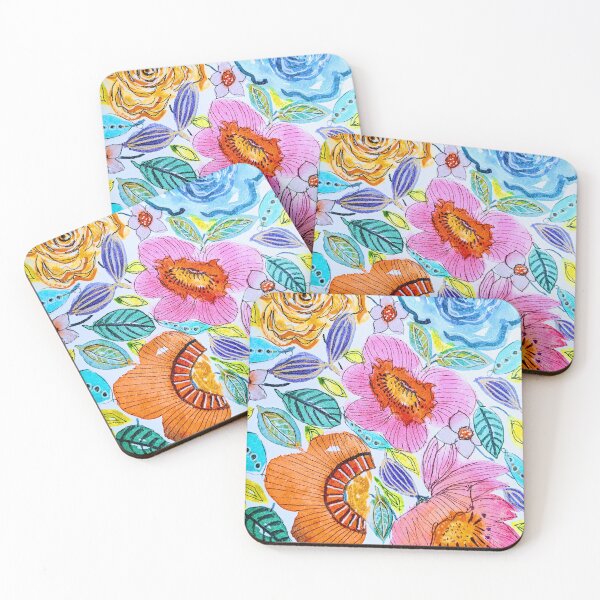 Item preview, Summer Flowers Watercolor, Ink & Colored pencil painting designed and sold by Linsey Kerin.