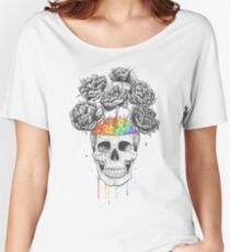 Skull with rainbow brains Women's Relaxed Fit T-Shirt