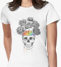 Skull with rainbow brains Women's Fitted T-Shirt