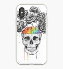 Skull with rainbow brains iPhone Case