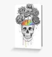 Skull with rainbow brains Greeting Card