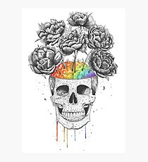 Skull with rainbow brains Photographic Print