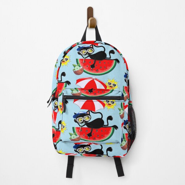 Item preview, Cat Cartoon and Juicy Watermelon Summertime Chill Humorous Character designed and sold by BluedarkArt.