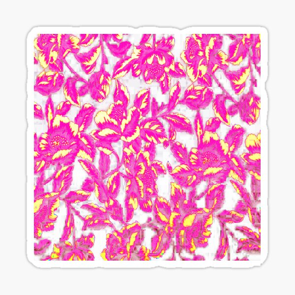 Copy of Funky pink fancy flowers  floral art Sticker