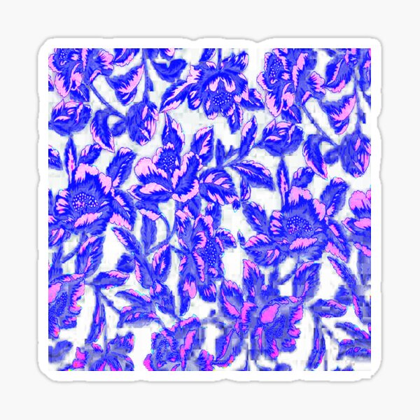 Purple Funky  fancy flowers  floral art Sticker