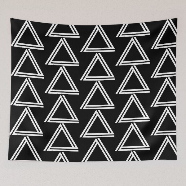 Item preview, Abstract White Triangle Line Art on Black Background designed and sold by TM Selvam.