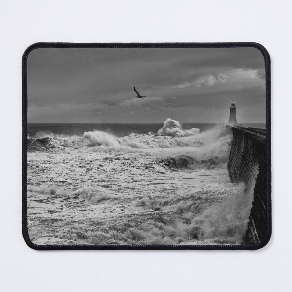 Item preview, Stormy weather at Tynemouth Pier - Monochrome designed and sold by Violaman.