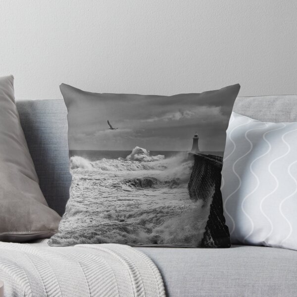 Item preview, Stormy weather at Tynemouth Pier - Monochrome designed and sold by Violaman.
