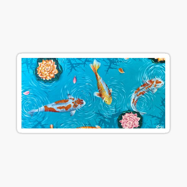 "My Serenity" Koi Fish Pond Artwork Sticker