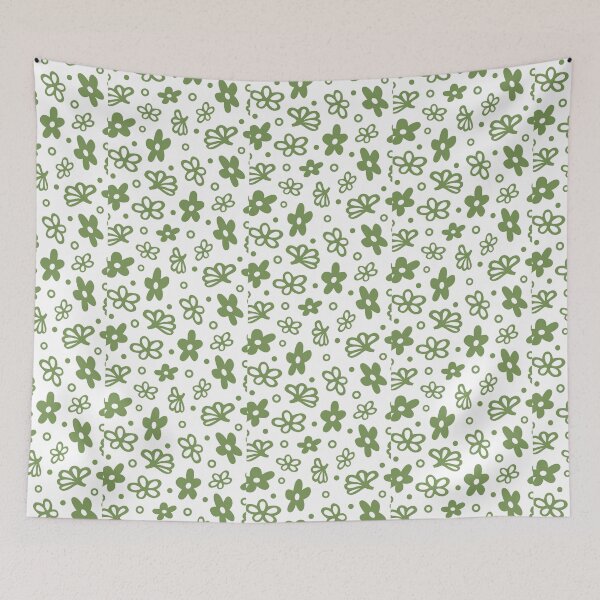 Item preview, Midcentury Spring Blossom Green Vintage Dishes designed and sold by KrisInStitches.