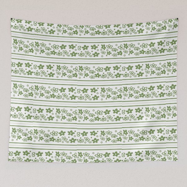 Item preview, Midcentury Spring Blossom Green Vintage Dishes designed and sold by KrisInStitches.