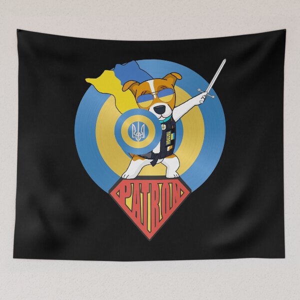Item preview, Ukrainian Captain Patron Dog Superhero Cape Shield Sword designed and sold by Aide.