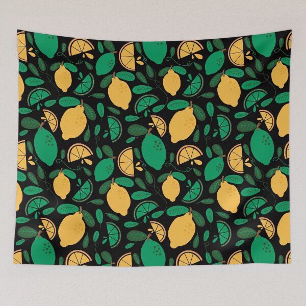 Item preview, You're My Main Squeeze - Lemons + Limes on Black designed and sold by Carrie Cantwell Art.