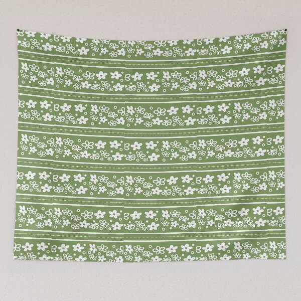 Item preview, Midcentury Spring Blossom Green Vintage Dishes designed and sold by KrisInStitches.